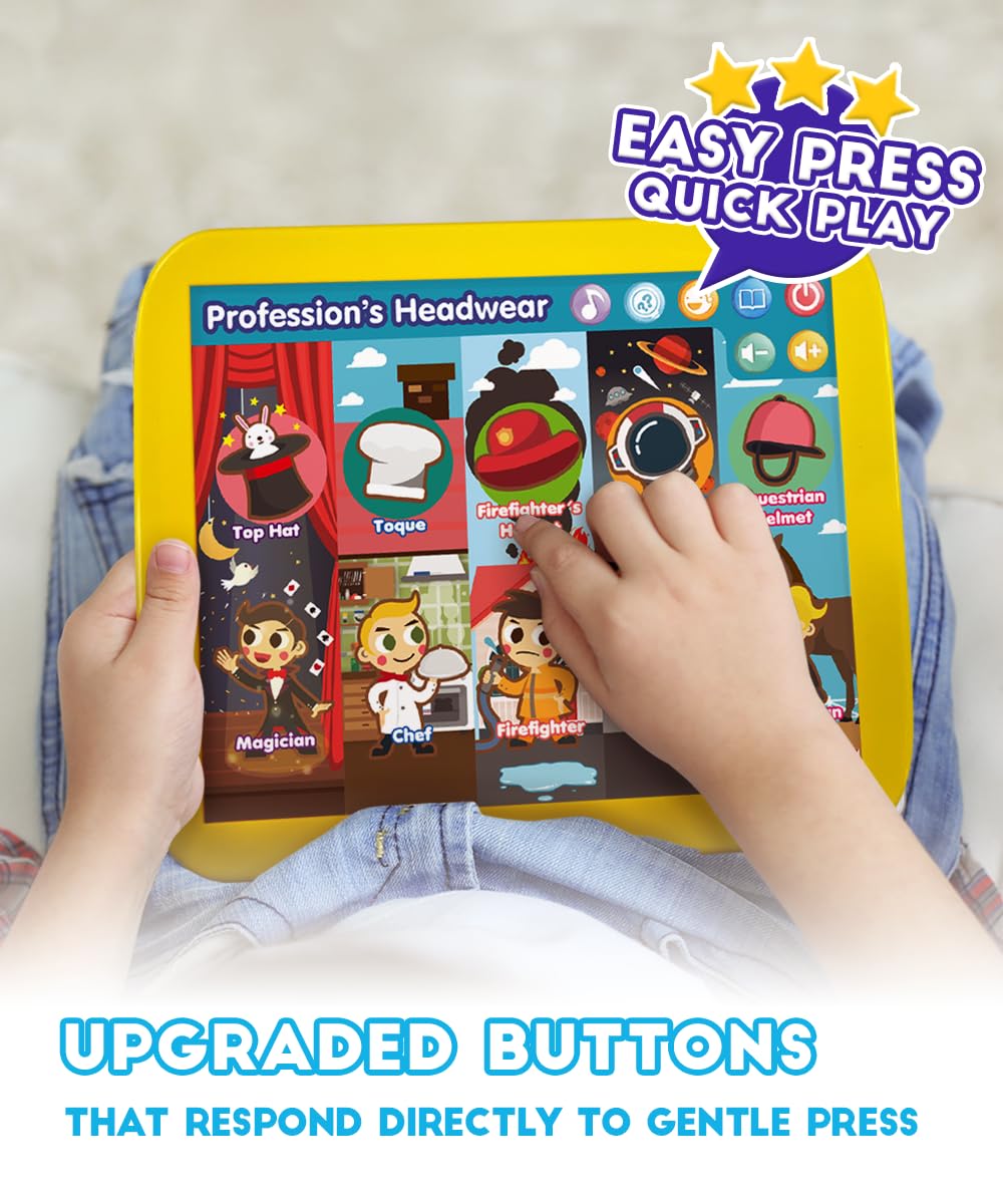 Close-up of easy-press buttons on INNO PAD for little hands.