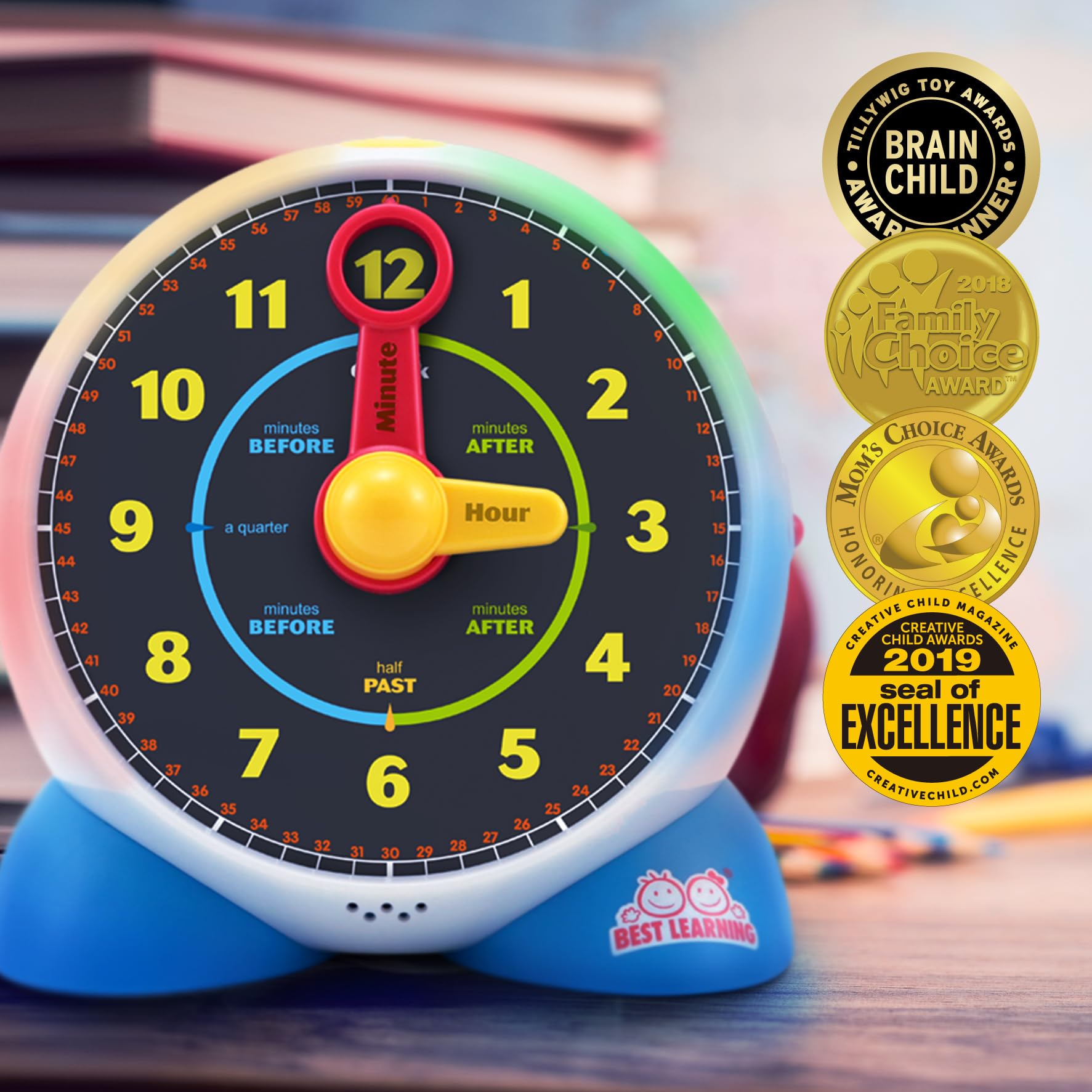 BEST LEARNING Learning Clock close-up of movable hands supports hands-on time practice