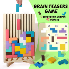 BESTAMTOY tangram brain teaser pieces encourage creativity through multiple patterns.