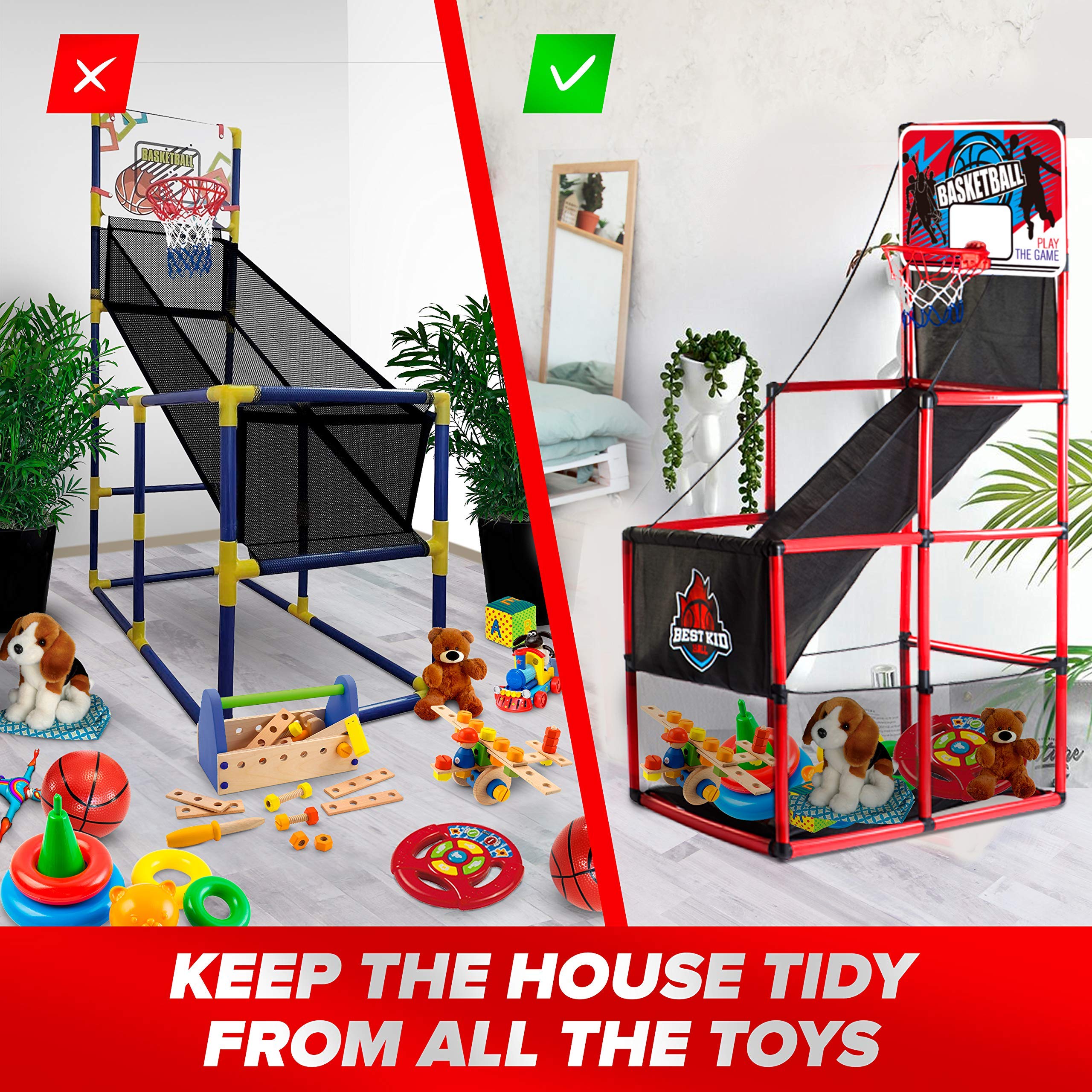 BESTKID BALL rugged pipe construction supports energetic indoor or outdoor games.