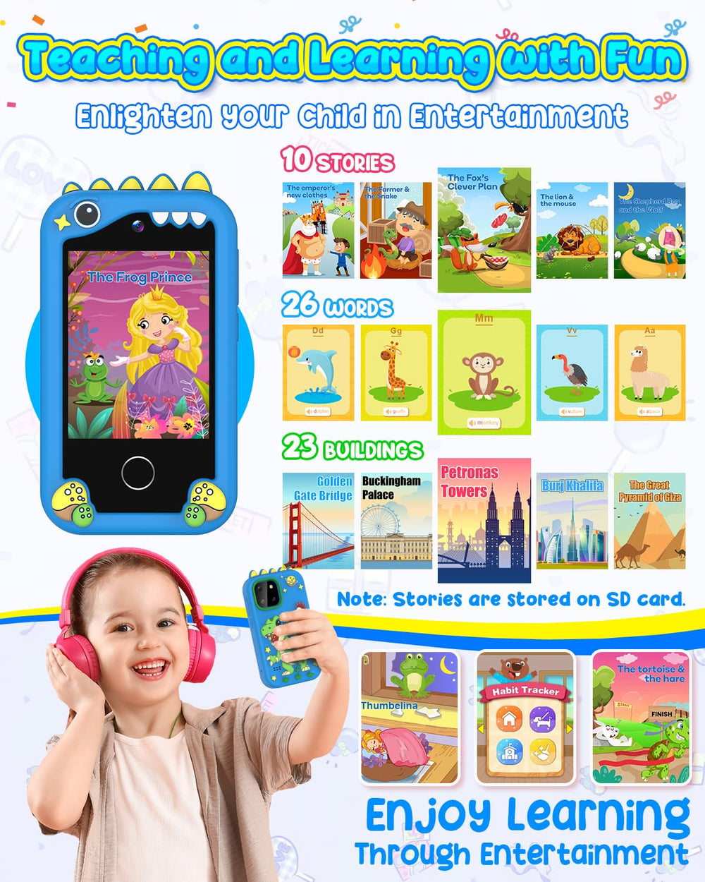 BESTOONE kids smartphone toy blue gift ready packaging for birthdays
