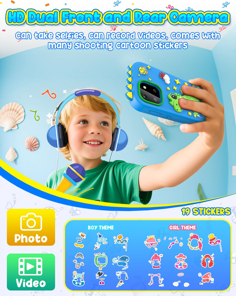 BESTOONE kids smartphone toy blue MP3 games and educational content