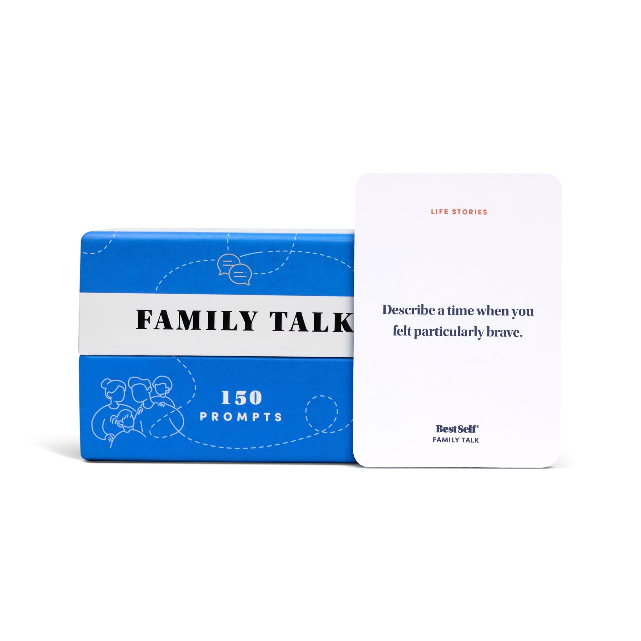 BestSelf Family Talk Deck on a game night table encouraging shared laughter.