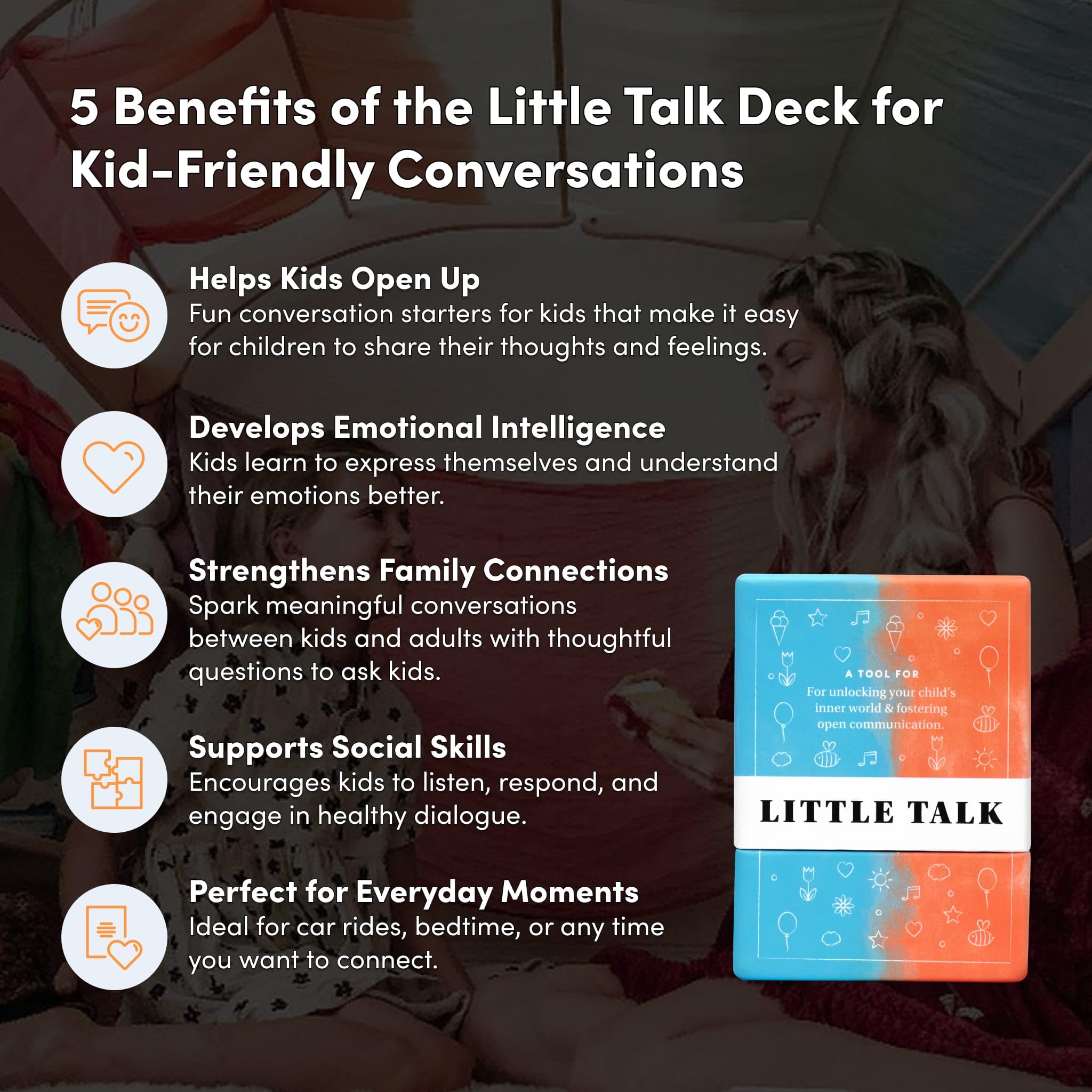 BestSelf Co Little Talk Cards in use during a family game night