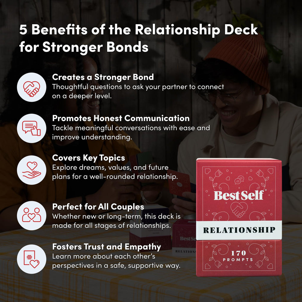 BestSelf Relationship Deck packaging opened, an ideal anniversary gift for couples.