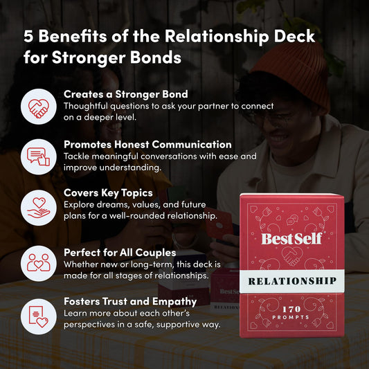 BestSelf Relationship Deck packaging opened, an ideal anniversary gift for couples.