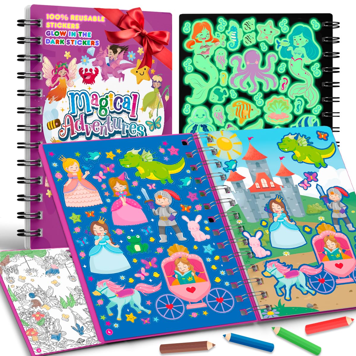 Bestus Princess Adventure Sticker Book cover, colorful and inviting for budding storytellers on the go.