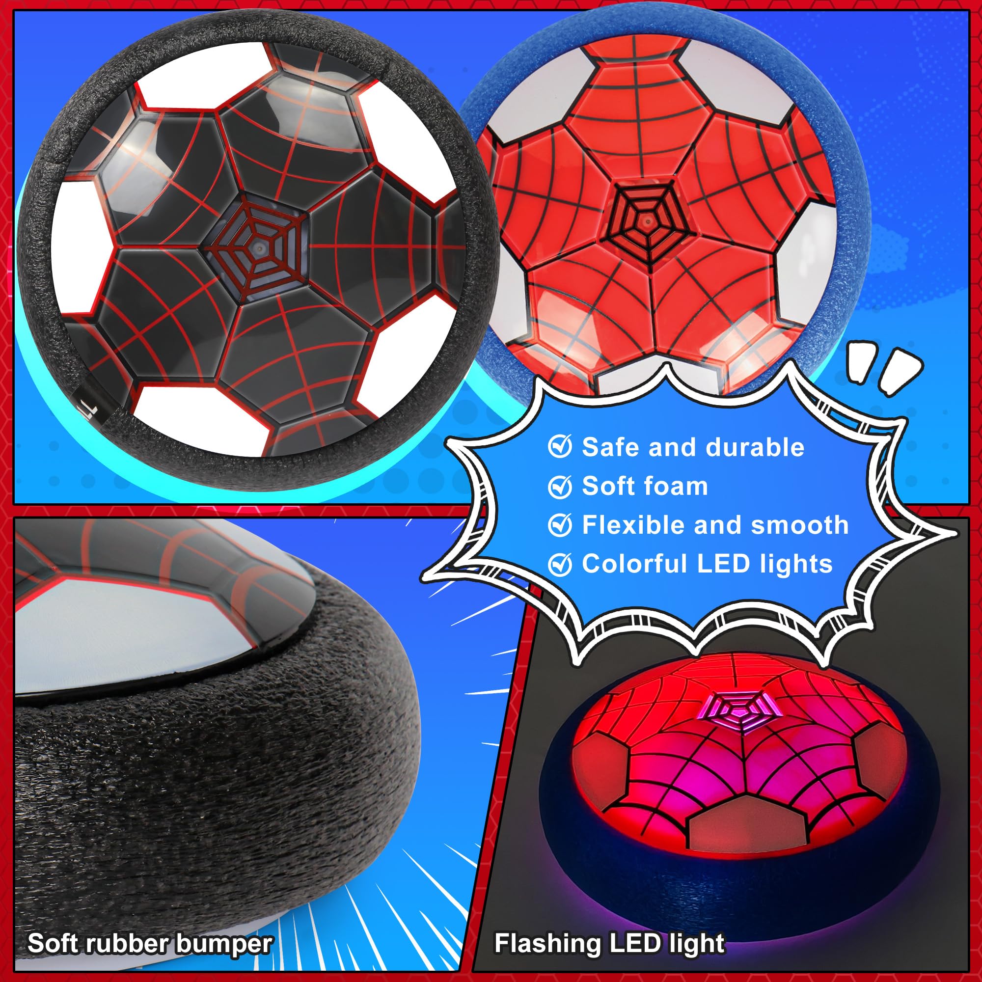 BestVIVE Hover Soccer Ball LED lights glow during indoor play.