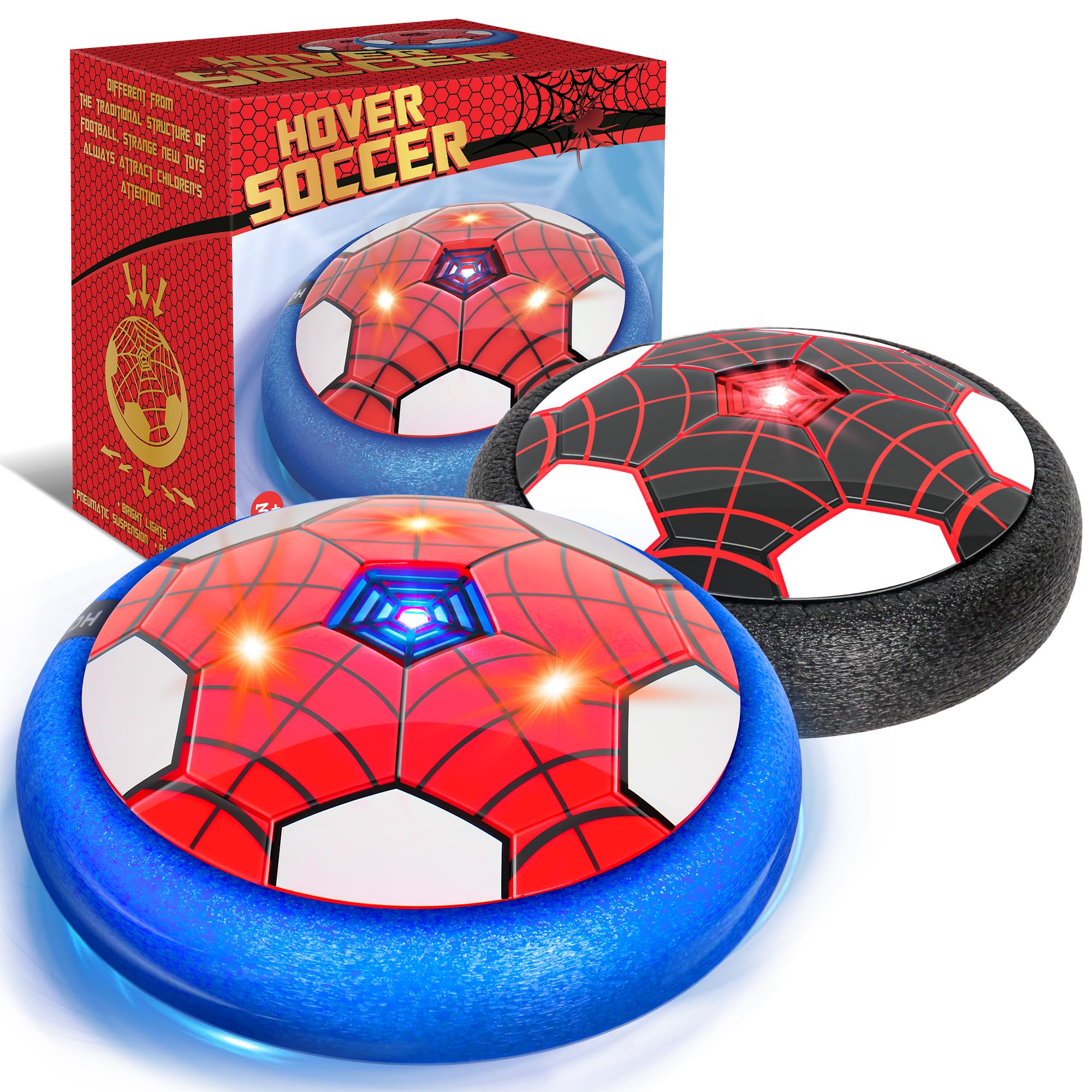 BestVIVE Hover Soccer Ball red and black in action for safe indoor play.