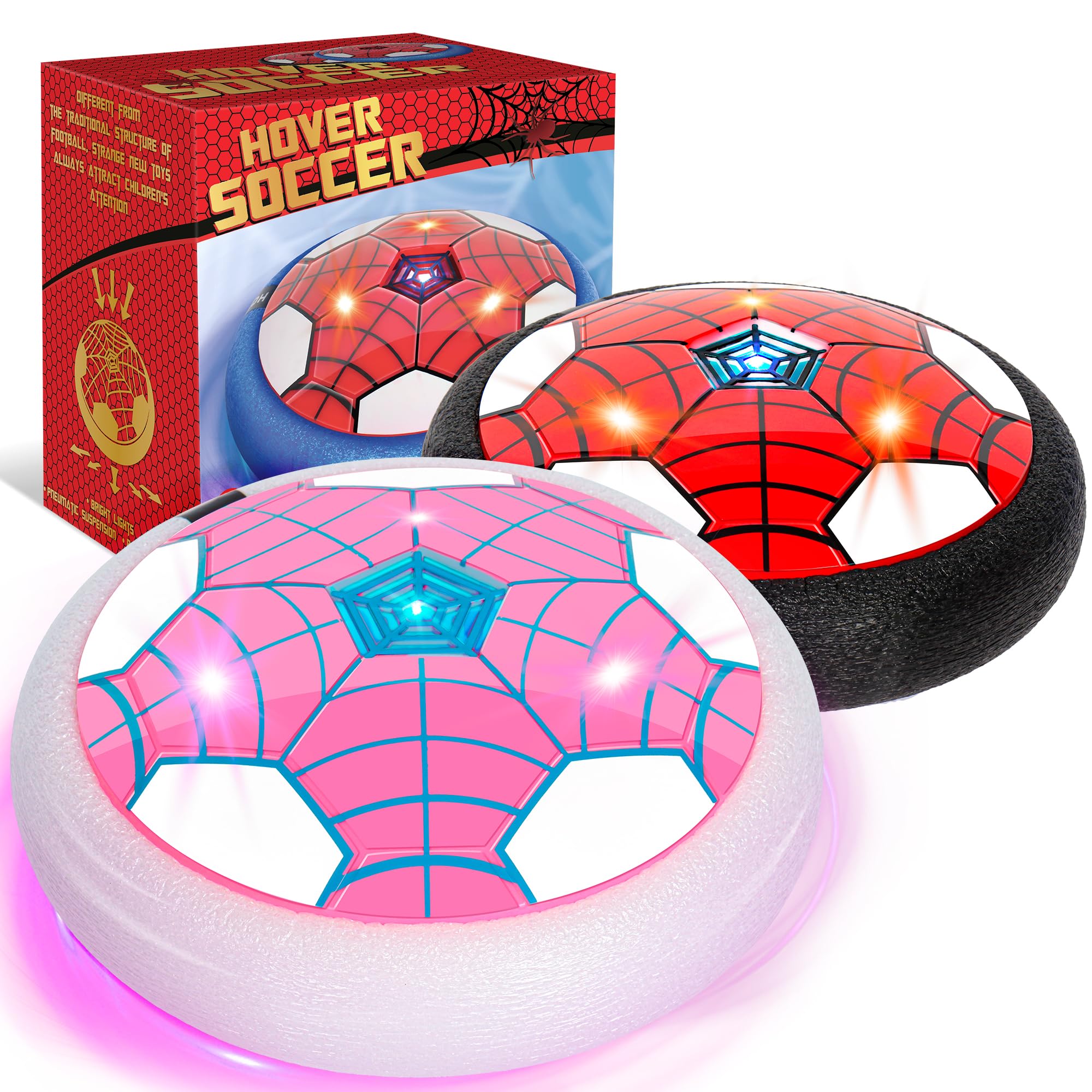 BESTVIVE hover soccer ball red-pink pack, promotes active play and family fun.