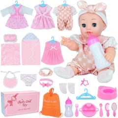 Besurejoy 12-inch baby doll with four outfits for imaginative play and dressing practice