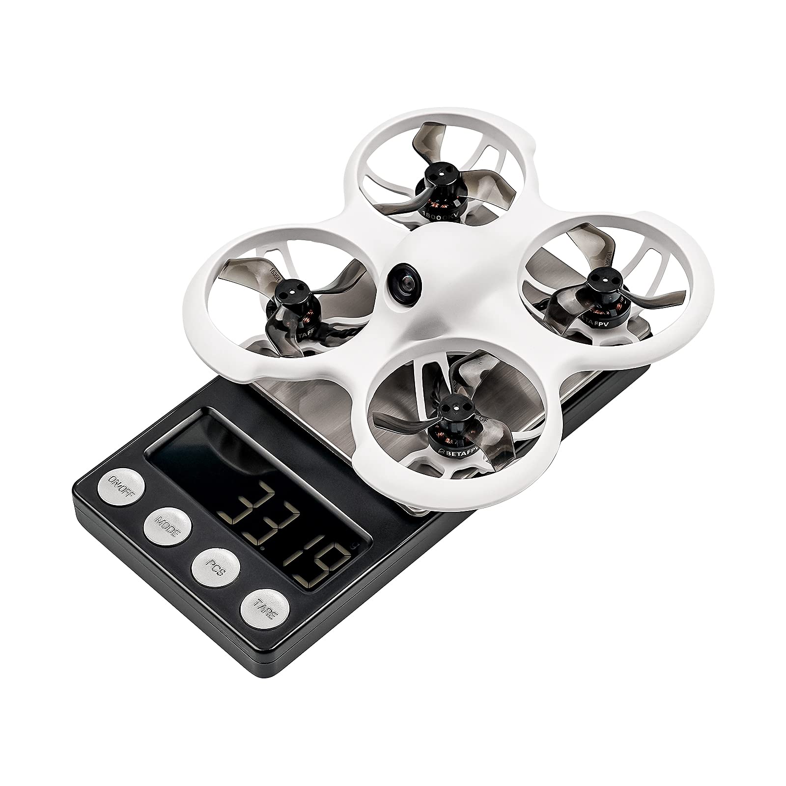 Turtle mode lets the quad flip upright for quick recovery.