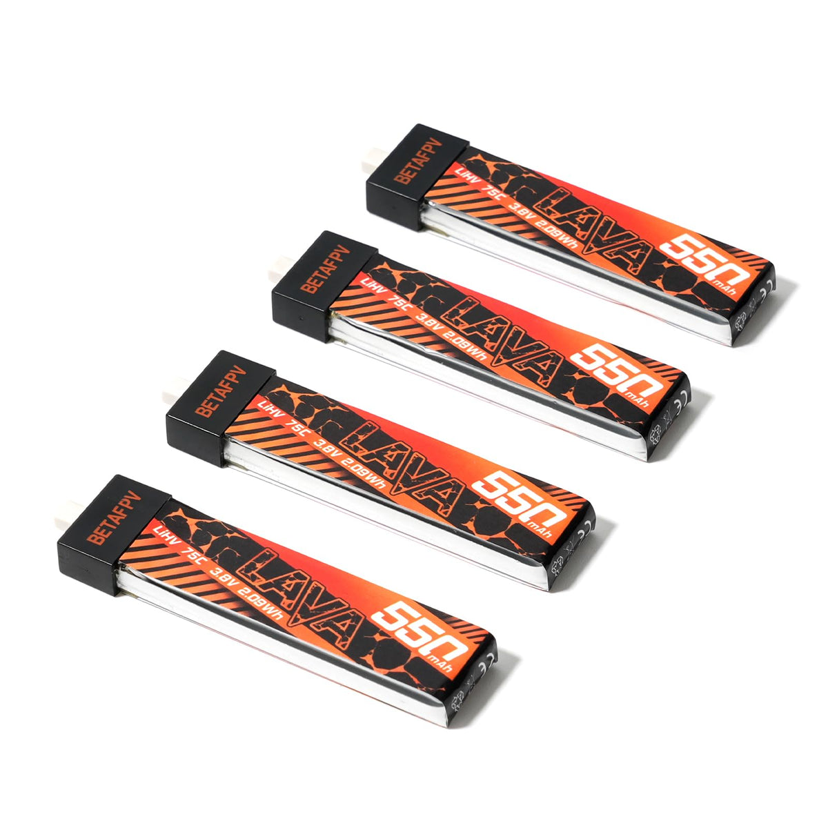 BETAFPV Lava 1S 550mAh battery top view for compact Tiny Whoop setups