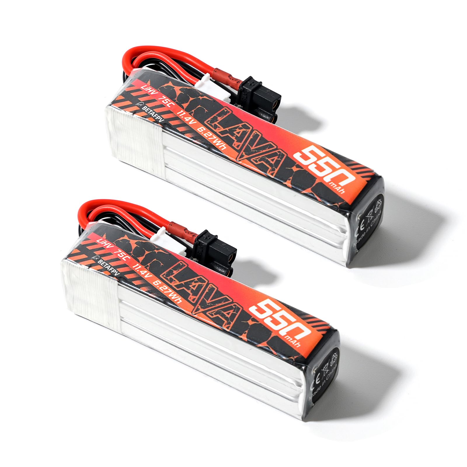 BETAFPV Lava 550mAh 3S battery with XT30 connector for longer flight time.