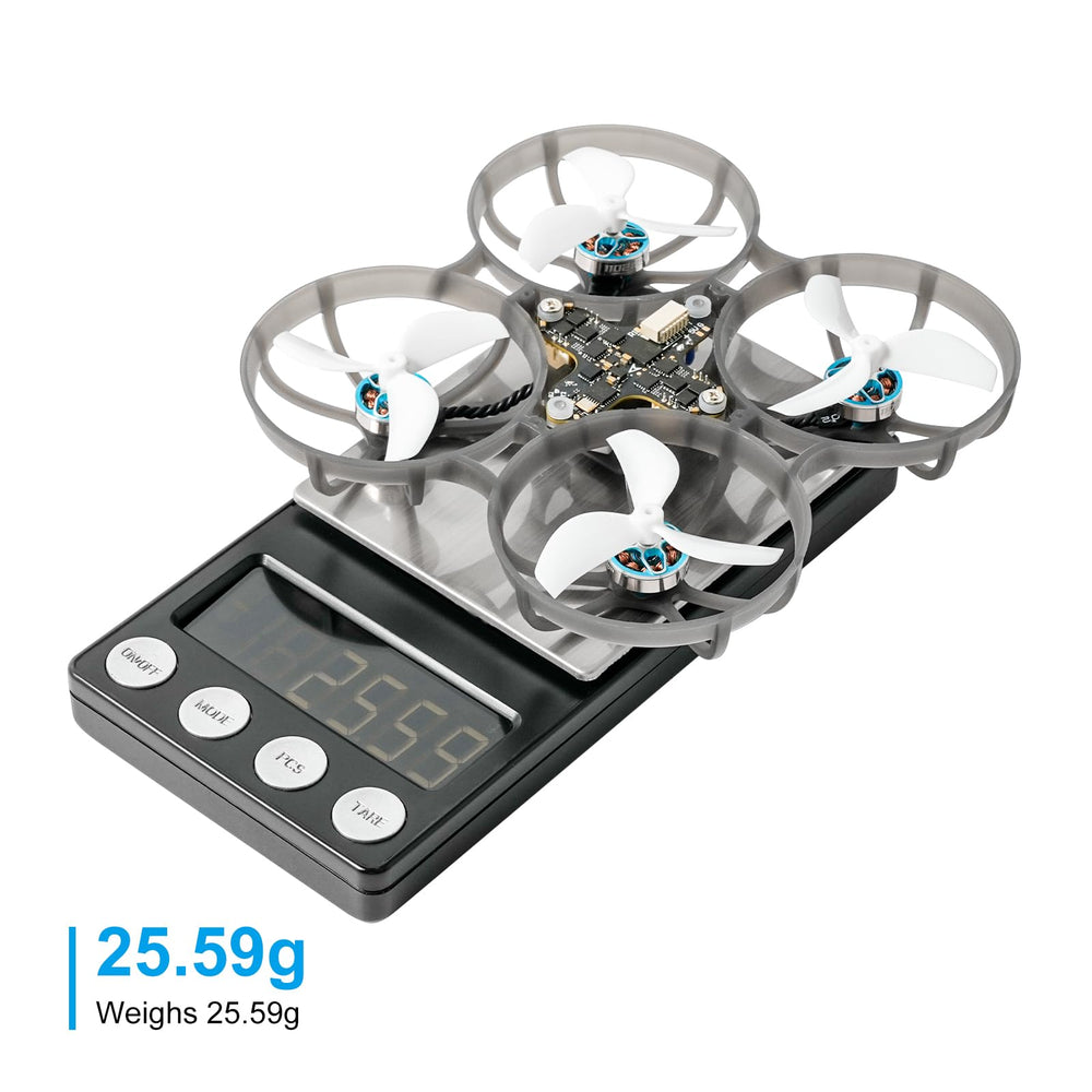 BETAFPV Meteor75 Pro flight time test showing approximately 5 minutes 30 seconds.