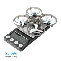 BETAFPV Meteor75 Pro flight time test showing approximately 5 minutes 30 seconds.