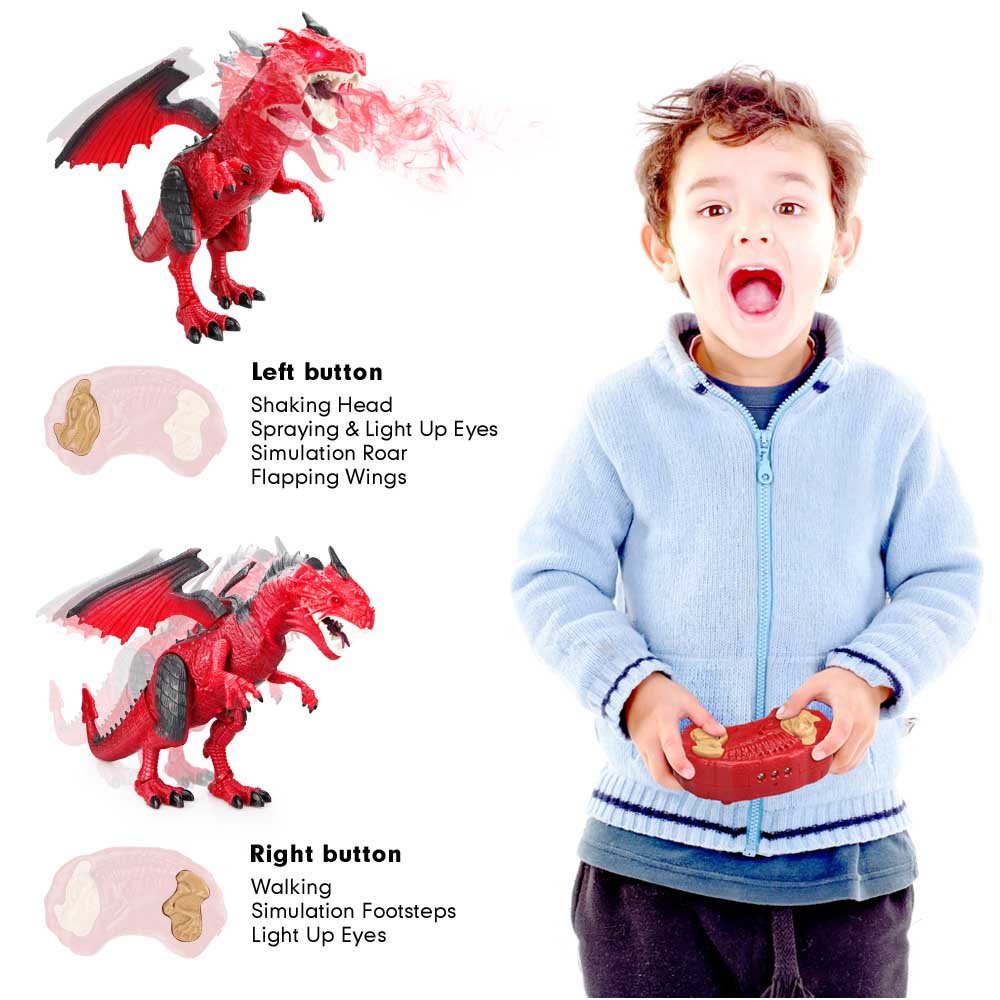 Betheaces dinosaur dragon wings flap for dramatic action during play.