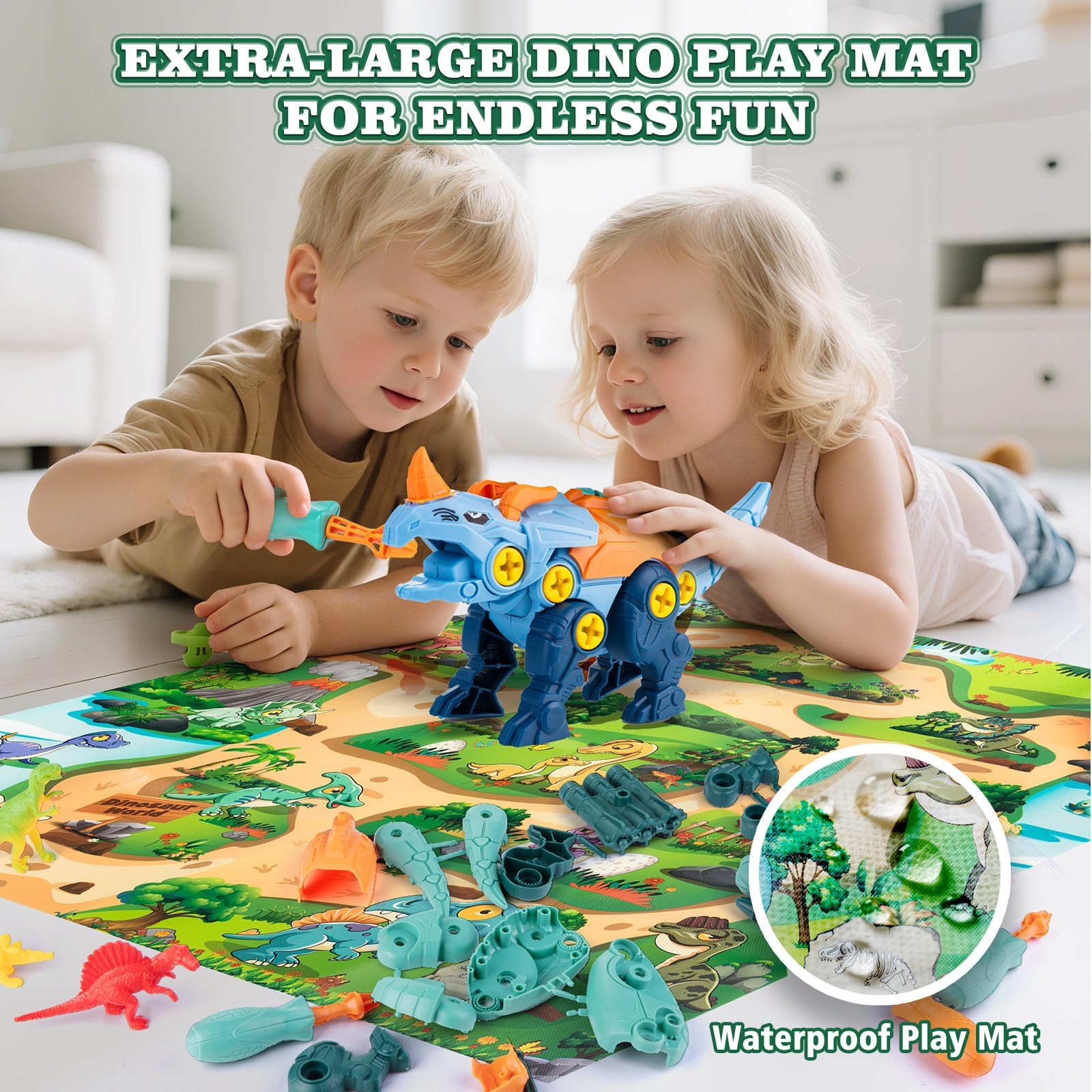 BETLYS oversized dinosaur play mat creates shared jurassic adventures.