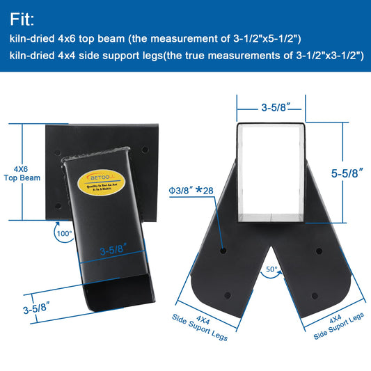 BETOOLL swing brackets 4x4 leg slot enables quick, secure assembly.