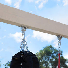 Gym setup with BETOOLL hangers for trapeze or rings
