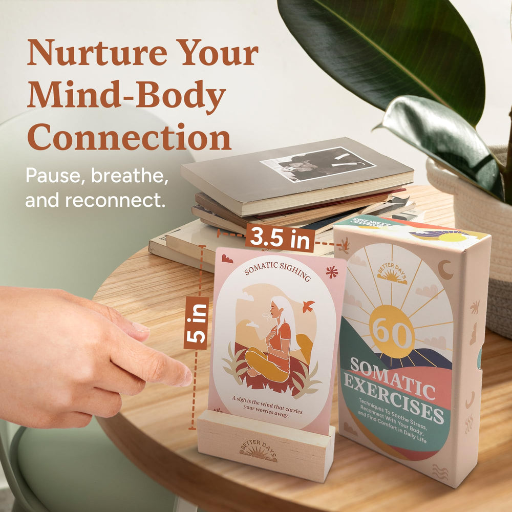 Better Days breathwork card demonstrates breathing techniques for stress relief and focus.