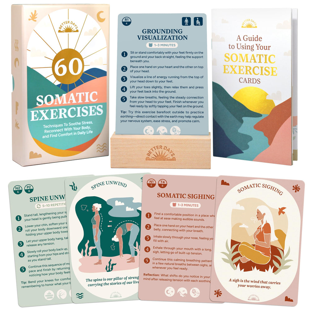 Better Days somatic cards deck with 60 practices for calm and grounding.