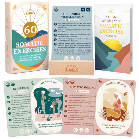 Better Days somatic cards deck with 60 practices for calm and grounding.