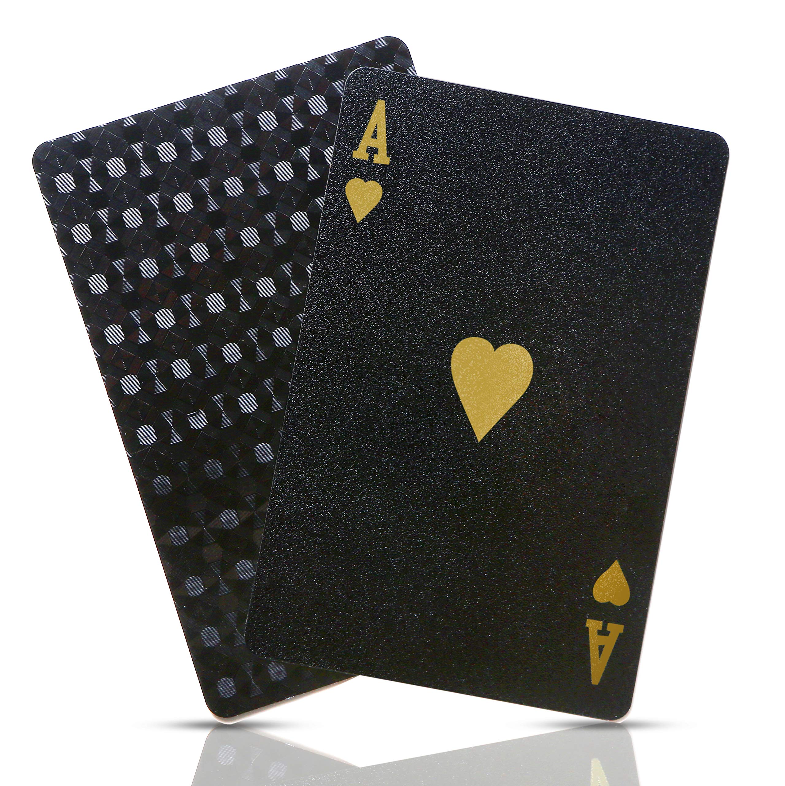 BETTERLINE poker playing cards deck with black foil finish for durable card games.