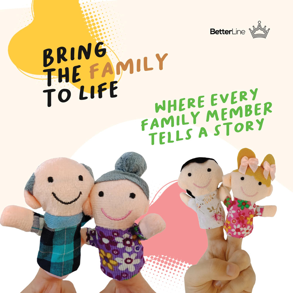BetterLine Story Time finger puppet mother, soft velvet, fosters character voices and storytelling confidence.