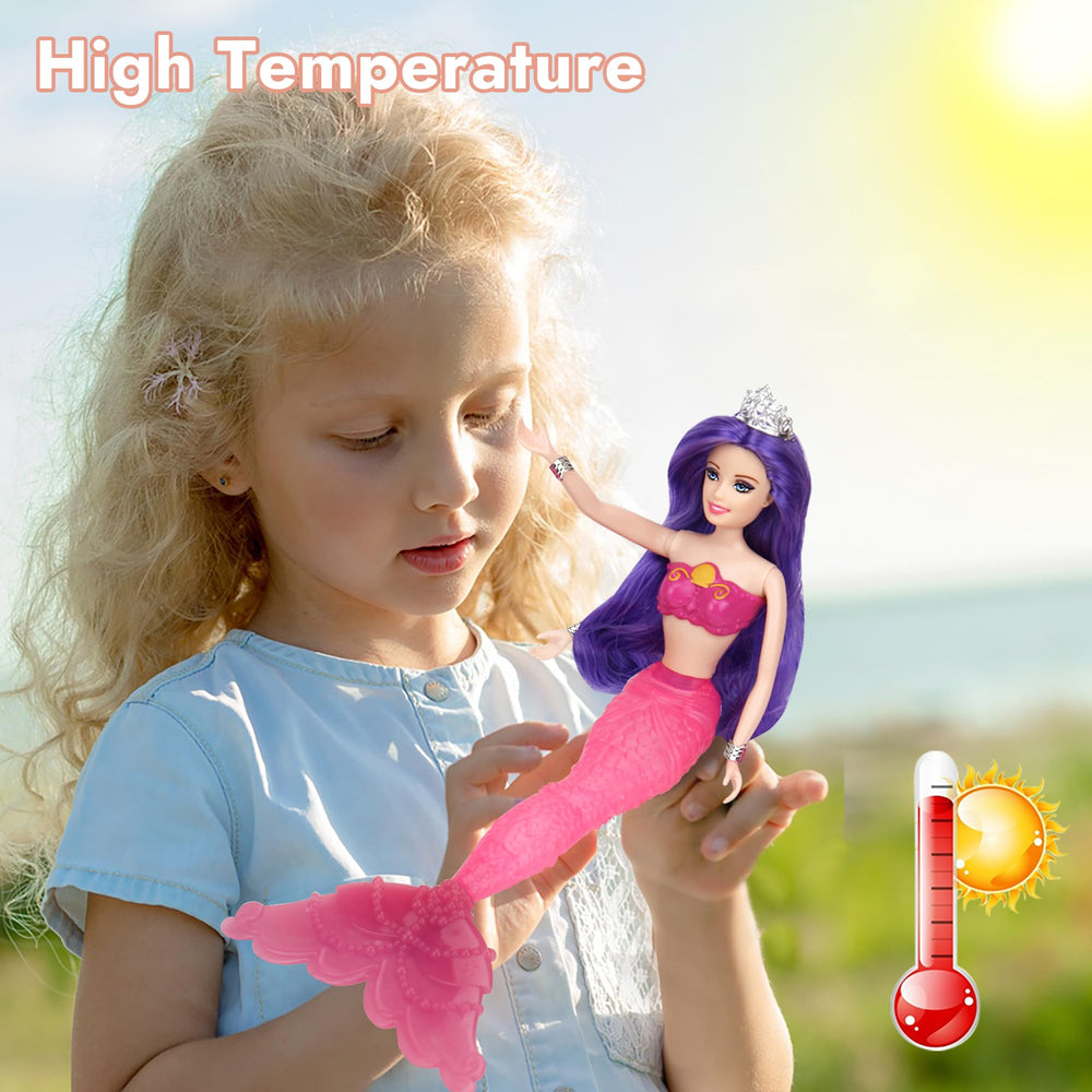 BETTINA blue seahorse accessory enhances cooperative pretend-play beside the mermaid.