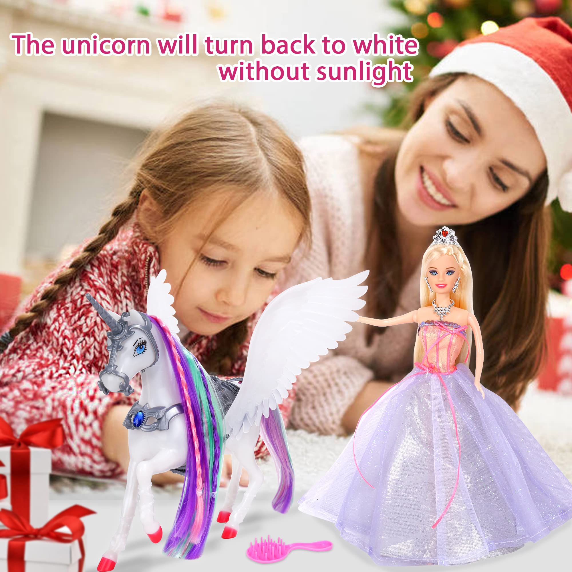 BETTINA unicorn with detachable saddle and wings for versatile play.