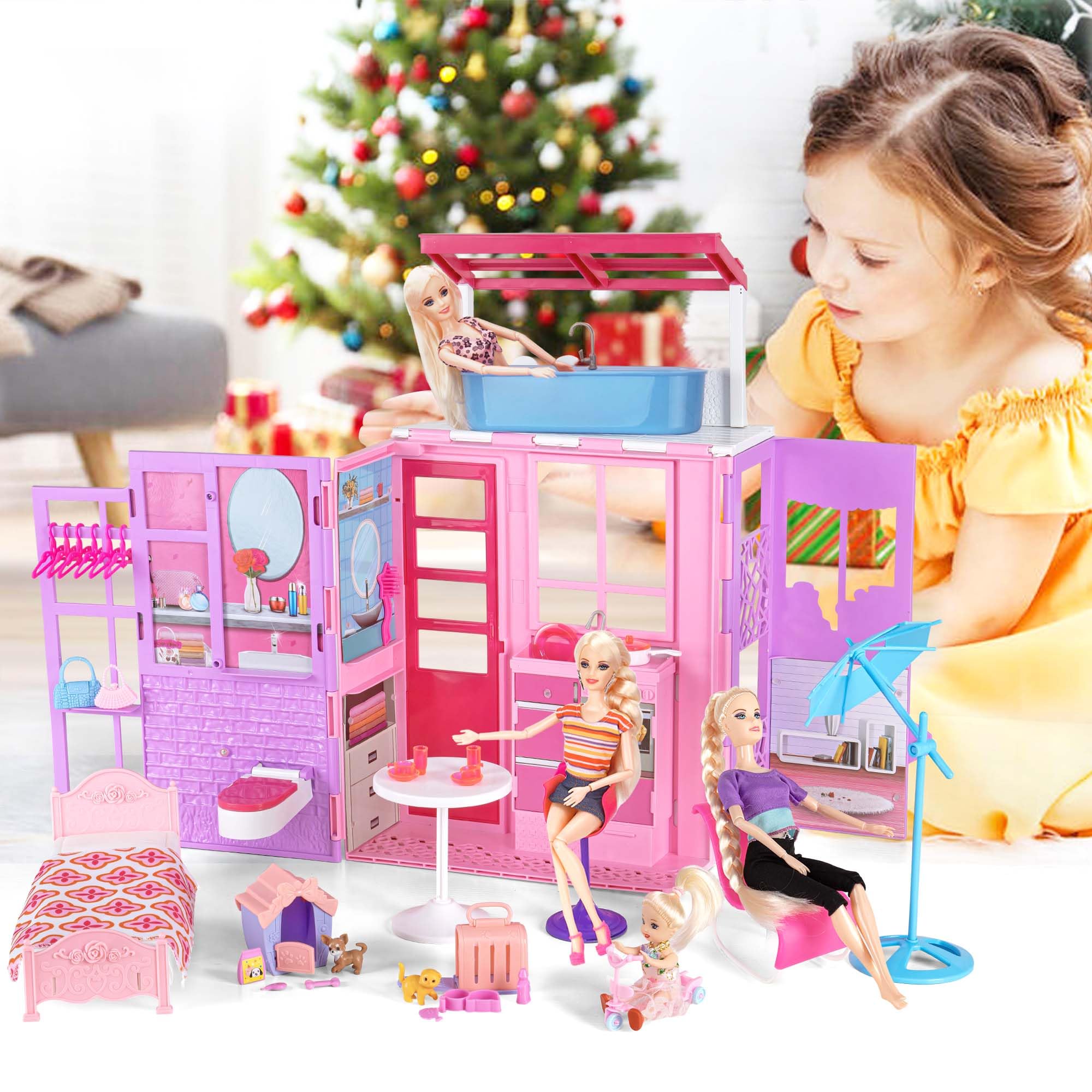BETTINA doll house with pet houses encourages storytelling and nurturing play.