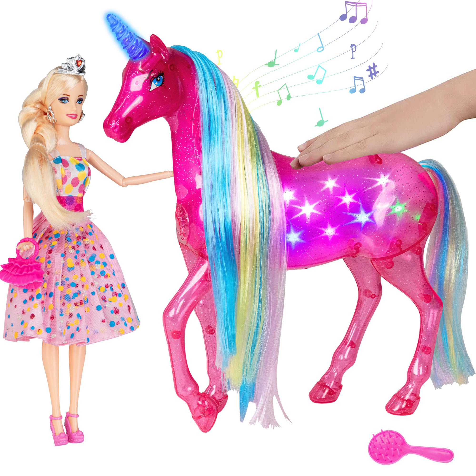 BETTINA dreamy unicorn doll, large size for hugging and cuddle-friendly play.