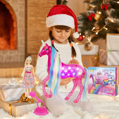 BETTINA Unicorn doll features touch-responsive controls for interactive play.