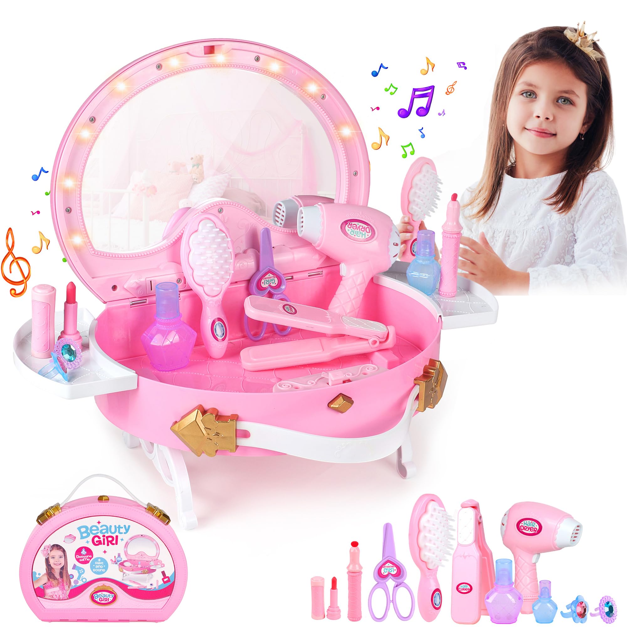 BETTINA Little Princess Vanity Set with lights for imaginative play