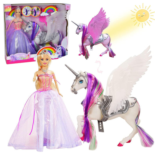 BETTINA unicorn with movable saddle and wings enhances interactive play