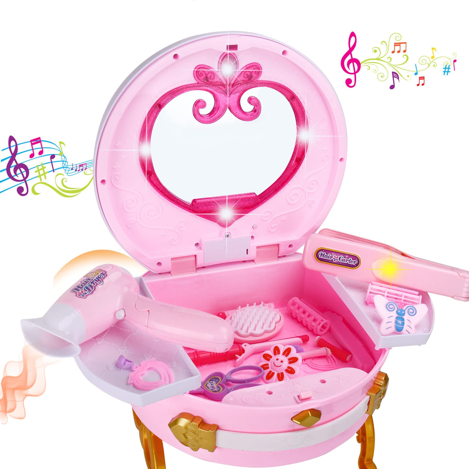 BETTINA Portable Princess Vanity lights and sounds spark imaginative play