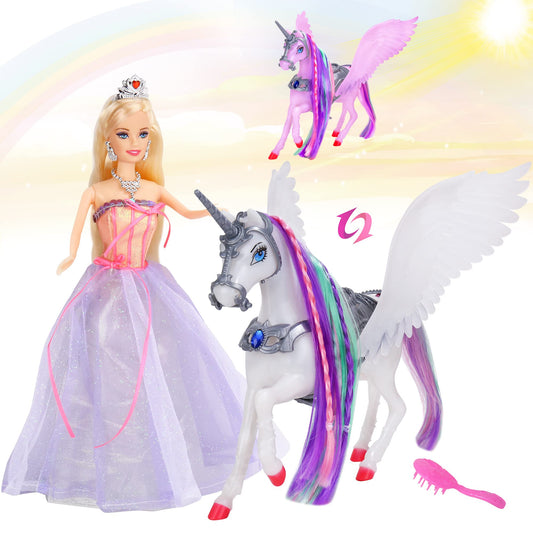 BETTINA Princess Doll with color-changing unicorn under sun for outdoor imaginative play