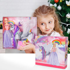 BETTINA unicorn measures 9x9.8 inches for compact play.