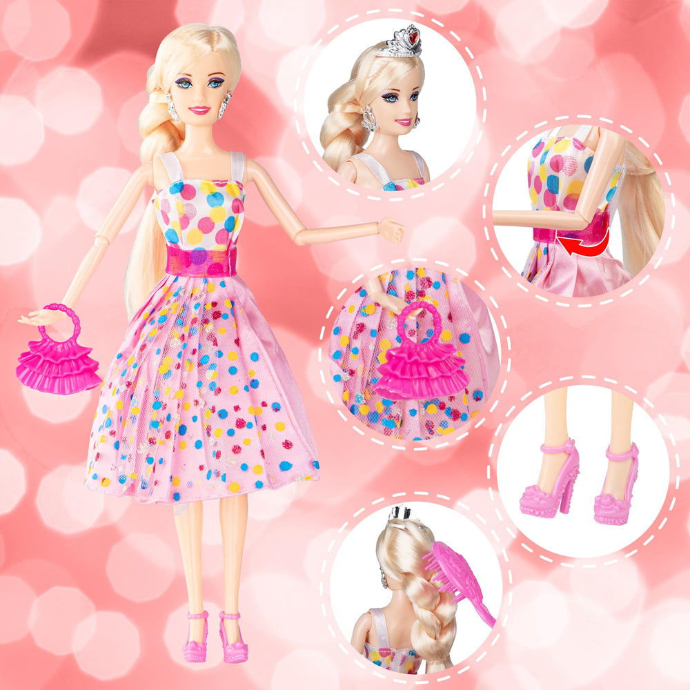 BETTINA Brush and hangbag included for grooming and role-play.