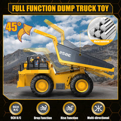 BEWEAI RC Dump Truck performing 360° rotation for dynamic stunts.