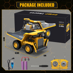 BEWEAI RC Dump Truck packaged as a ready gift for holidays.