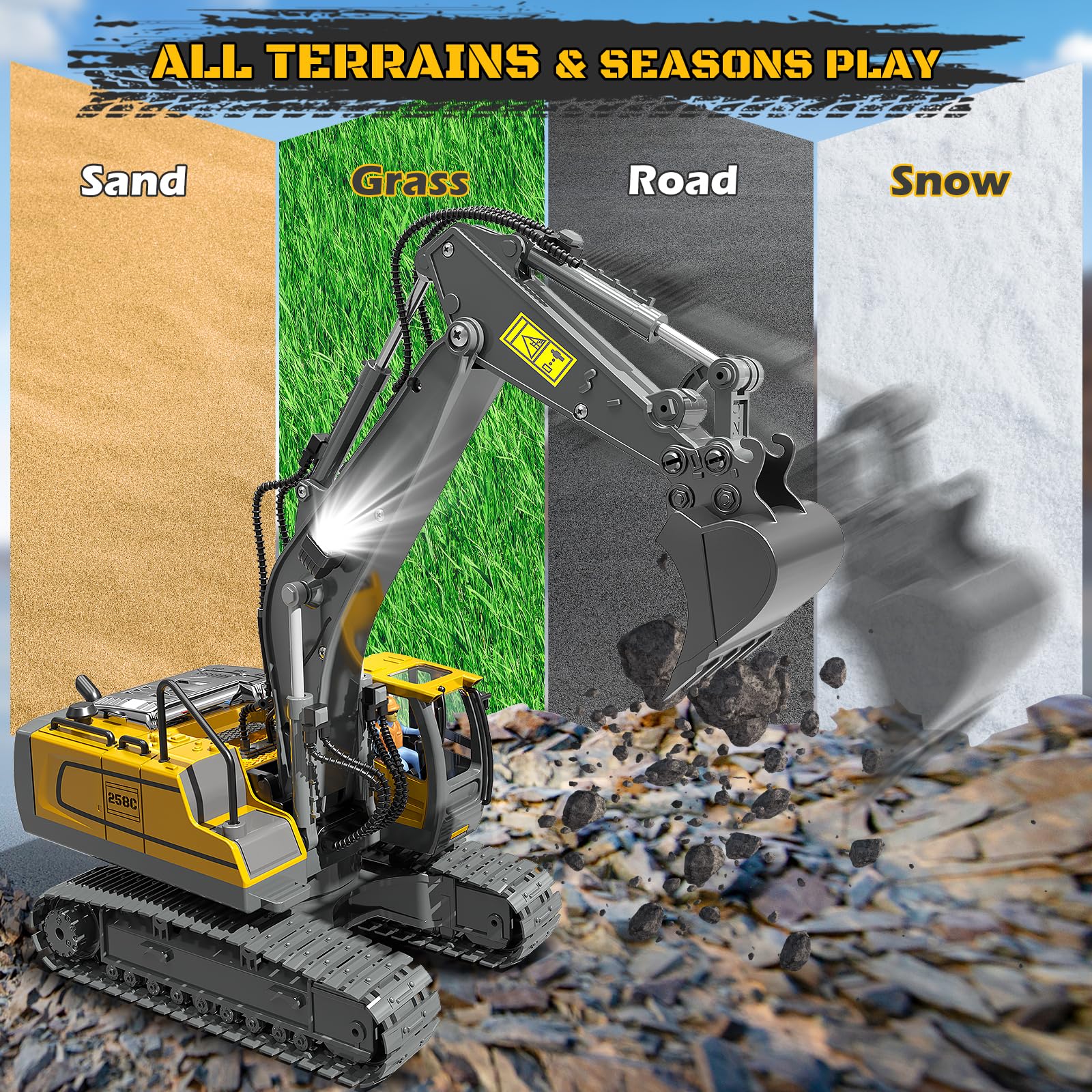 BEWEAI heavy-duty tracks provide reliable outdoor traction on sand and grass.