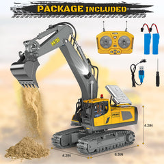 BEWEAI kid-friendly RC excavator set in premium packaging for gifting.