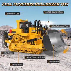 BEWEAI RC Bulldozer remote control with 9-channel precision for precise earthmoving.