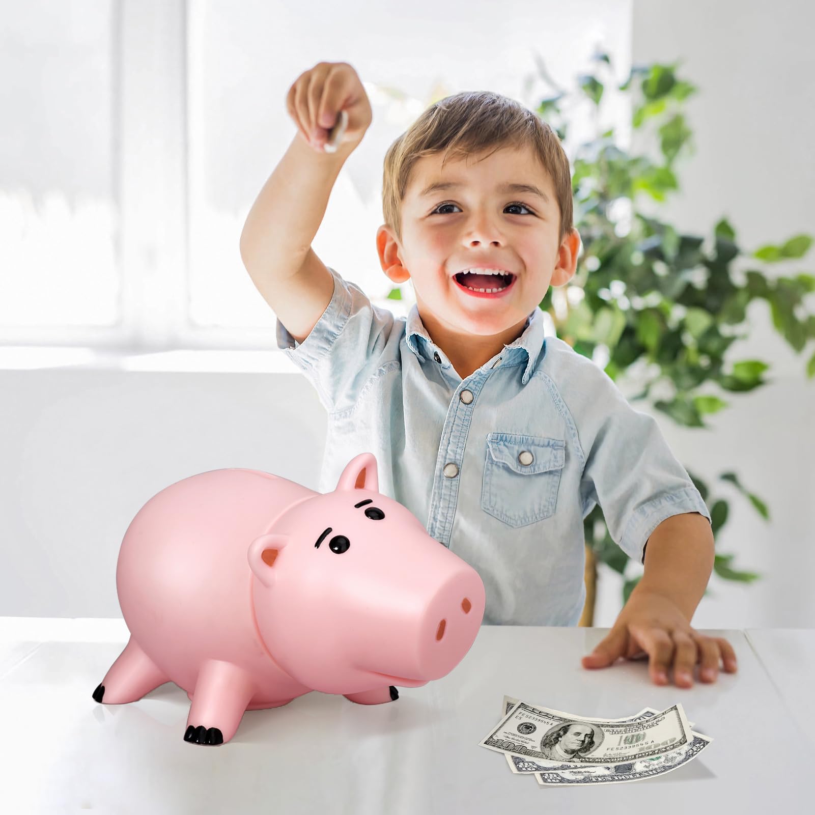BewthU Hamm piggy bank on shelf as cute decor and saver.