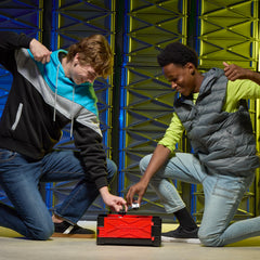 Beyblade assembled tops on arena showing customization potential