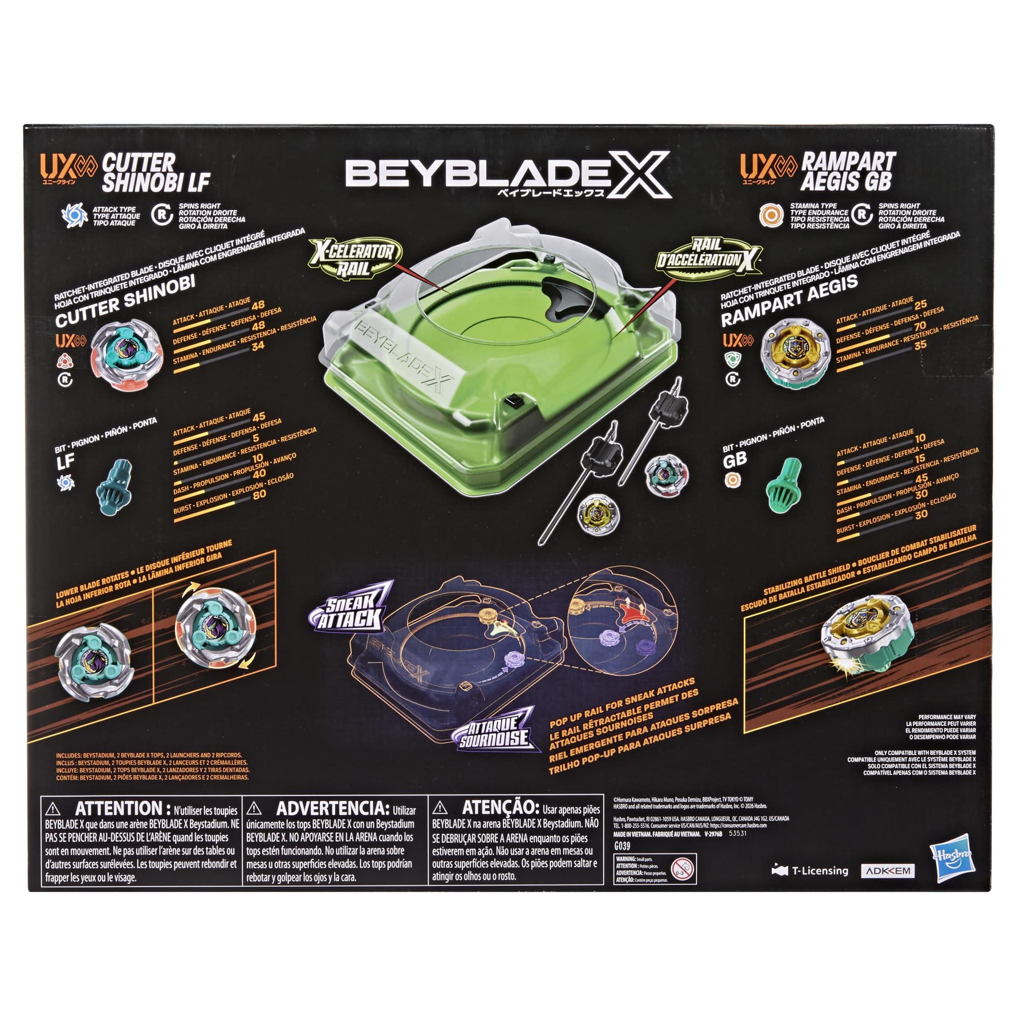 Beyblade Beystadium pop up rail in motion providing surprise redirects