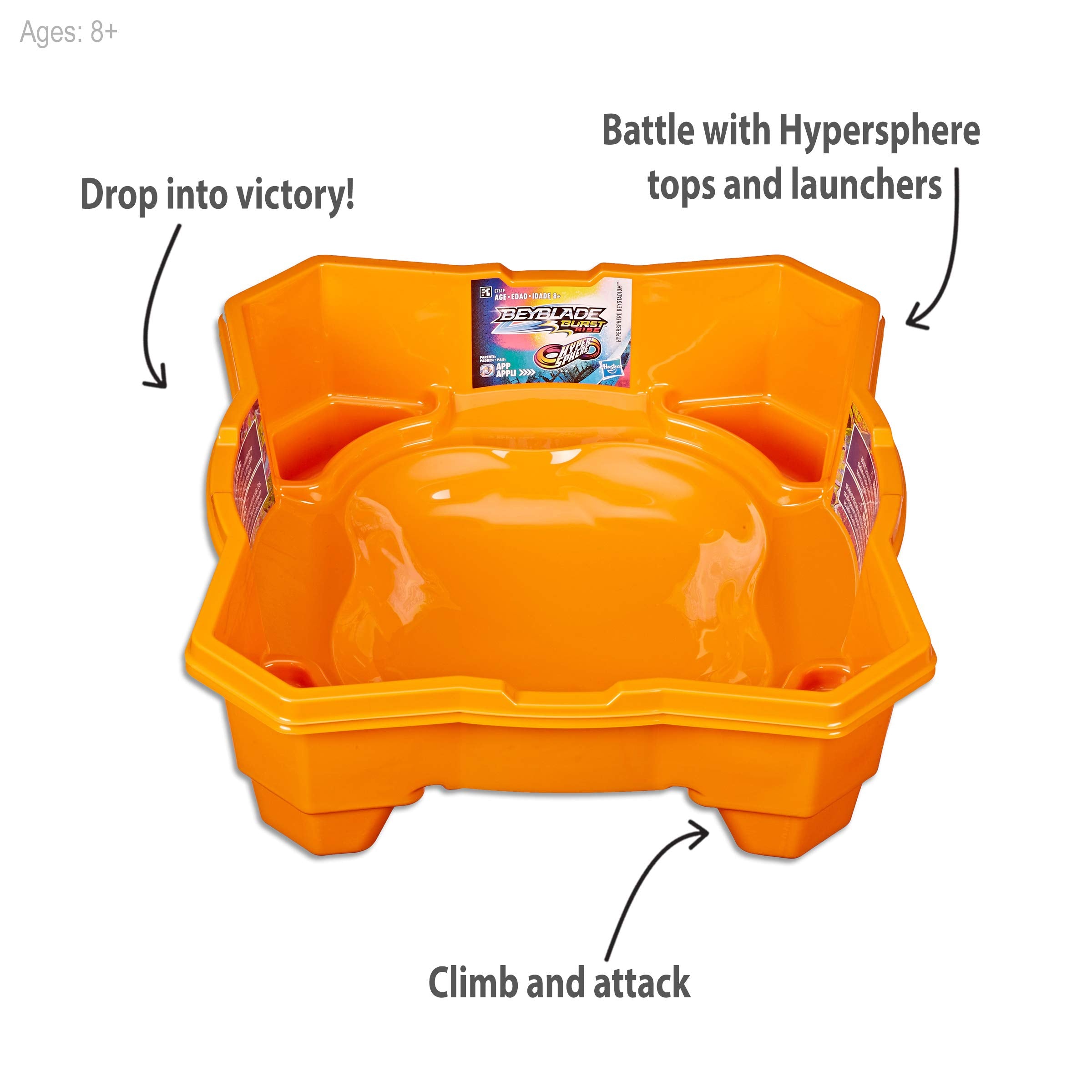 Beyblade Burst Hypersphere Beystadium wall-climb action showing brink strategy