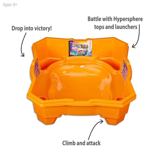 Beyblade Burst Hypersphere Beystadium wall-climb action showing brink strategy